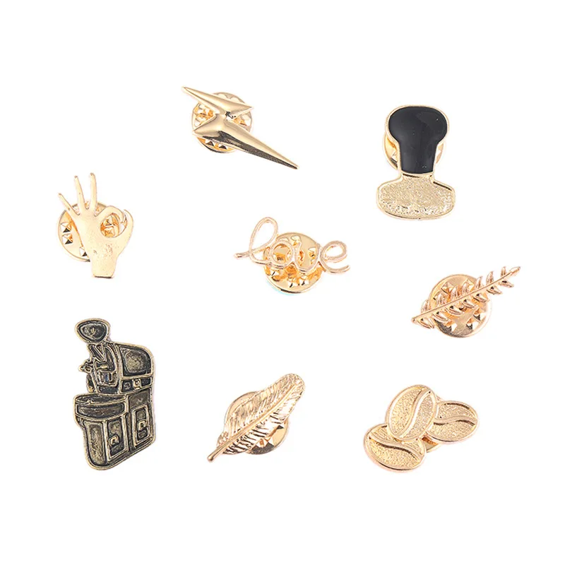 

Creative Feather Leaf Brooches Women Men Coffee Bean Enamel Pin Backpack Button Pin Denim Jackets Hat Cloth Accessories 2019 New