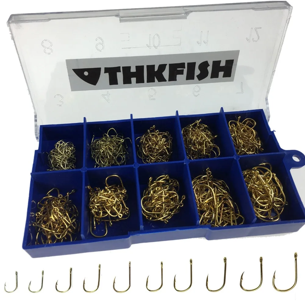 500Pcs/Set 3 12 Carp Fishing Hook Set Golden Fishhook Tackle With Box