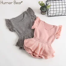 Humor Bear/Одежда для маленьких детей; сезон весна-осень; кружевная одежда с рукавами-пузырьками для маленьких девочек; мягкий милый трикотажный комбинезон; одежда для малышей