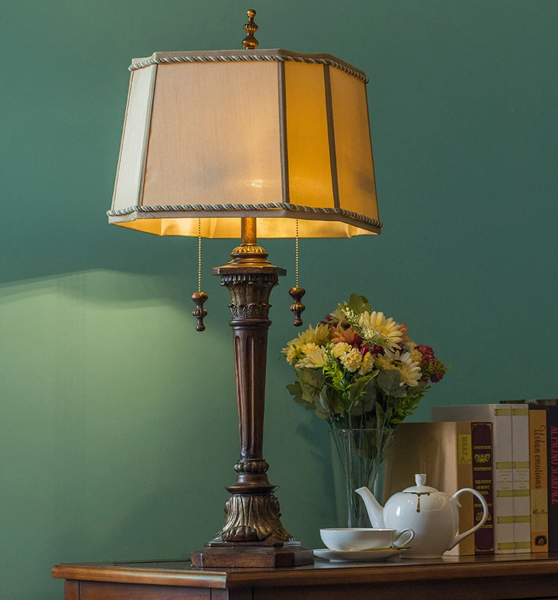 

Retro Resin Bedroom Table Lamp Double E27 Base Living Room Decoration Abajur Table lamp For Bedroom Lamparas De Mesa