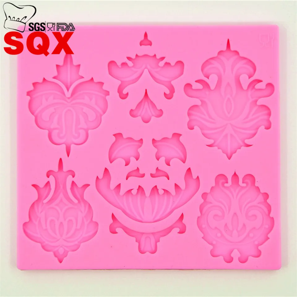 Continental relief Lace Shaped Silicone Mold Chocolate Jelly Pudding Mold Bakery Mold Cupcake SQ1582