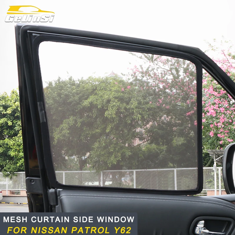 

GELINSI 7pcs mesh curtain side window Trim Covers Interior Accessories For Nissan Patrol Y62 Auto Car