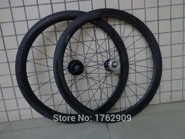 Cheap 1pair Newest 700C 50mm clincher rim Track Fixed gear bike 12K full carbon fibre bicycle wheelset 20.5 23 25mm width Free ship