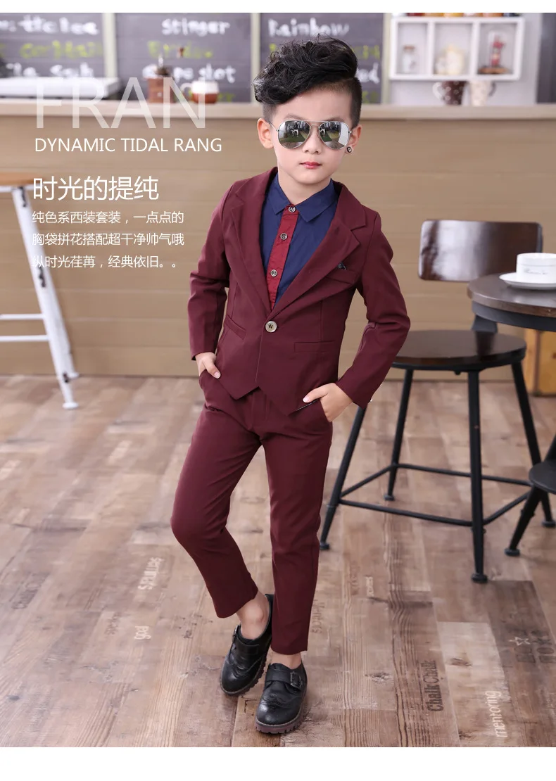 Han edition/детская одежда весенне-осенний костюм для мальчиков Детский костюм платье с цветочным принтом для мальчиков, комплект из 3 предметов: блейзеры