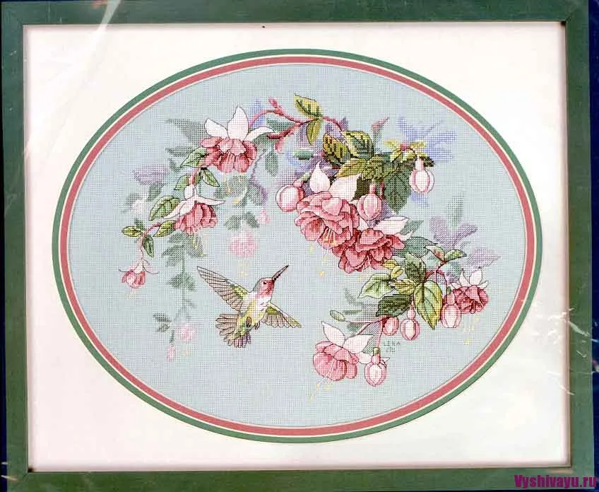 cs-2205 Cross Stitch Kit Sweetness of Nature Hummingbird Bird and Pink Flower Flowers dim 13631