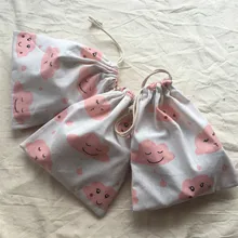 1 шт. хлопчатобумажная ткань, мешок со шнурком сумка с отделениями вечерние подарок мешок розового цвета с рисунком в виде облако дождь падение YL1