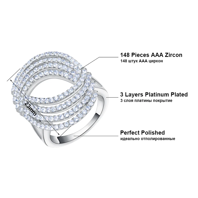 ORSA JEWELS Luxury Rings For Women Hollow Prong Setting AAA Cubic Zircon Female Finger Ring Fashion Fashion Jewelry Gift OR89