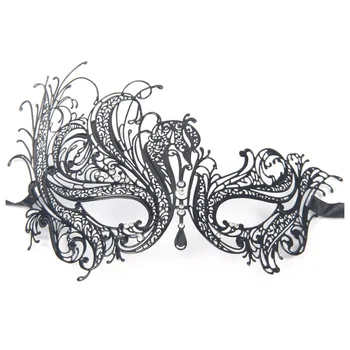 

Metal Laser Cut Filigree Masquerade Venetian Party Mask Black
