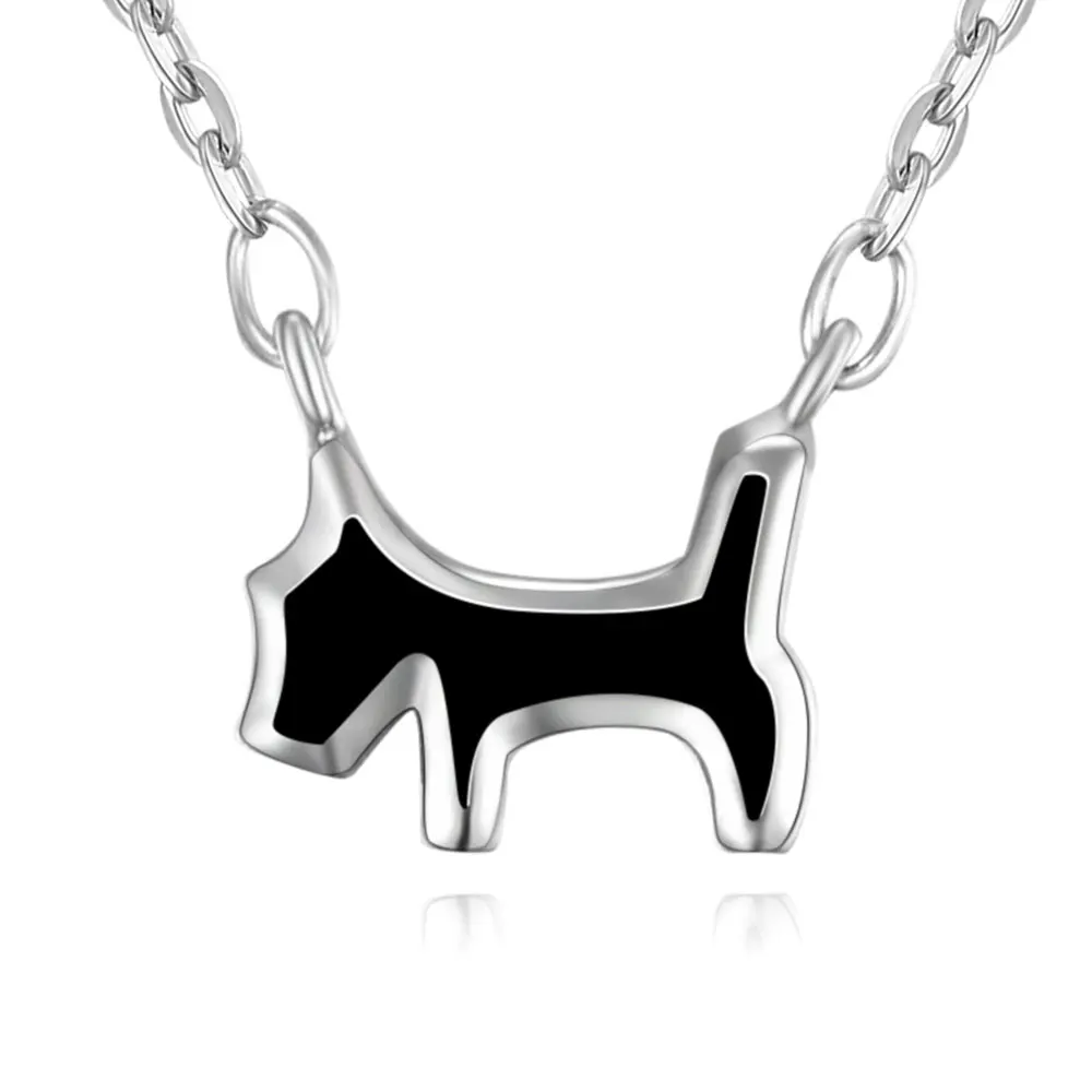

VOJEFEN 925 Sterling Silver Black Cute Puppy Dog Pendant Necklace Puppy Rescue Necklace