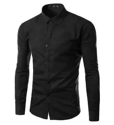 Chemise Homme Marque, весна, цветная рубашка с длинным рукавом, Camisa Masculina, тонкая офисная брендовая одежда - Цвет: Черный