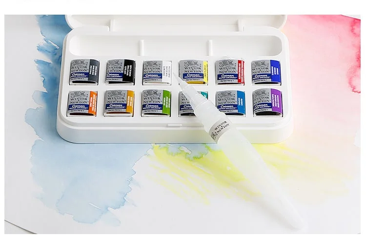 WINSOR& NEWTON Твердые акварельные краски 12 цветов с краской принадлежности художественные Кисти