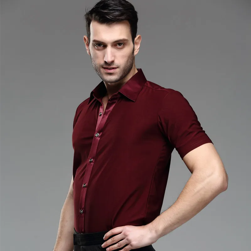 Cívico Guarda la ropa Tibio Camisetas de baile latino para hombre y niño, camisa de manga corta moderna,  camisas de baile latino de salón, color rojo, negro y blanco, de  verano|latin dance shirt|latin dance topsdance shirt -