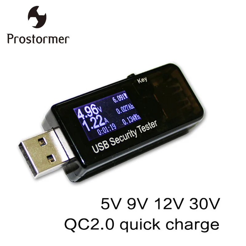 

PROSTORMER 3~30V Voltmeter Ammeter USB Tester Current Voltage Meters Double-plug Battery Tester Quick Charger Portable Meter