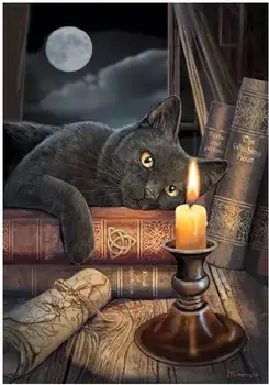 

Hot Fors Embroidery A Cat with Candles Pet Needlework Cute 14CT Counted Unprinted Aida DIY Cross Stitch Kits Handmade Arts Decor