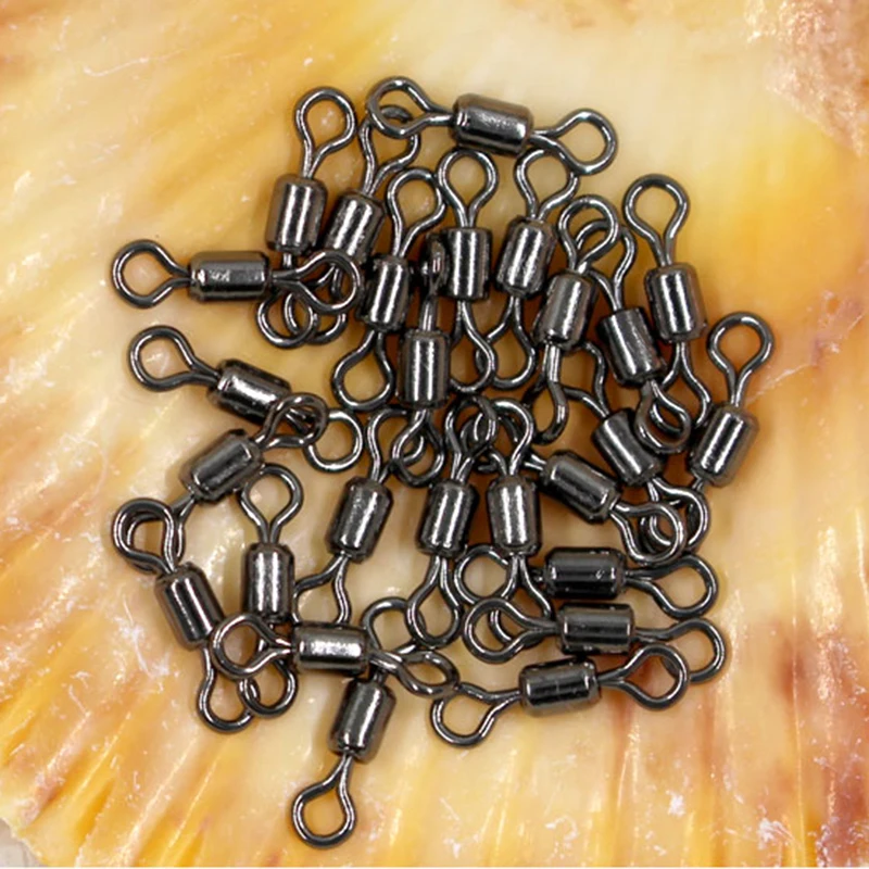 

50 Pcs black Tone Stainless Steel copper Fishing Line to Hook Connectors