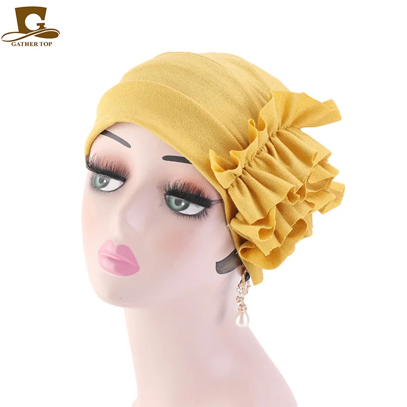 

New Style Cotton Flower turban Women Beanie Chemo Cap