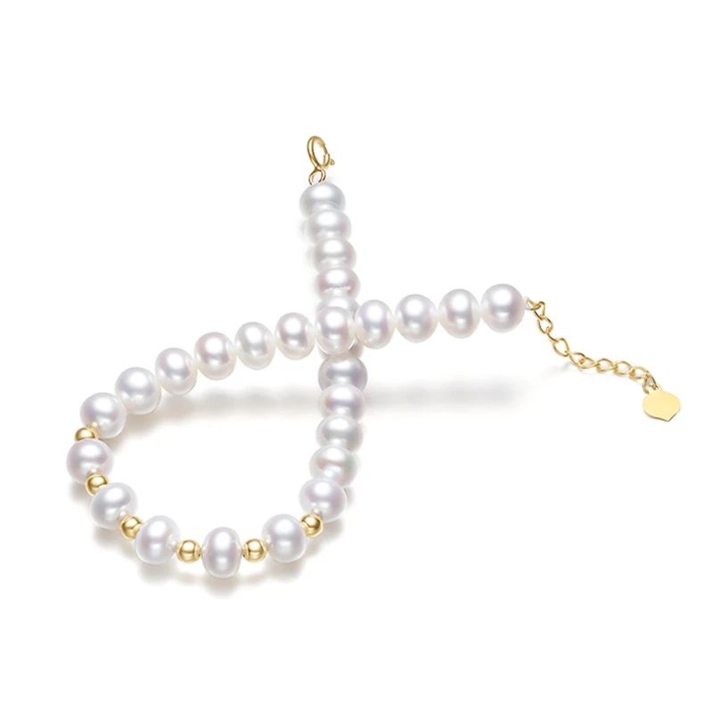 18k gold beads and pearls strands bracelets (8)