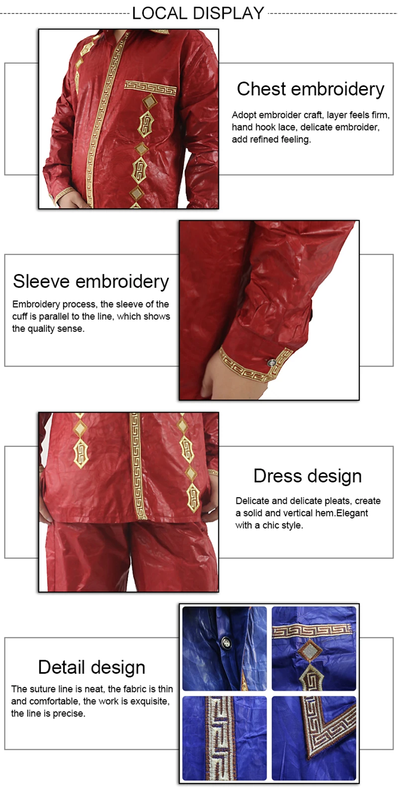 MD Африка для мужчин Базен riche Костюмы Рубашки-Дашики и брюки комплект из 2 предметов в африканском стиле рубашка с длинными рукавами