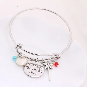 

Fairy Tale Cinderella Adjustable Bangle"Bibbidi Bobbidi Boo"Pendant Crystals Bracelet Girls Magic Wand Heart Jewelry Wholesale