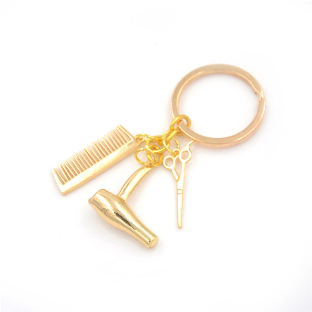 

Barber Shop Hair Dresser Present Key Chain Ornaments 1pcs Creative Jewelry Tools Hair Dryer/Scissor/Comb Pendants Keychain