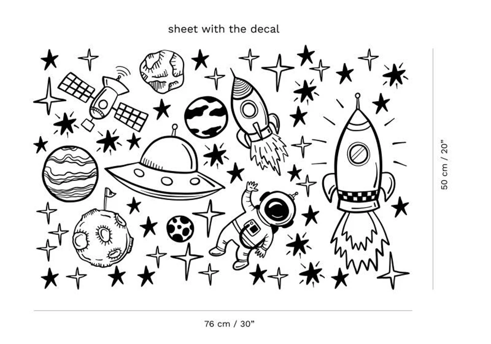 Космические наклейки на стену в детскую комнату для мальчиков, космические наклейки на стену, детский Декор, ракета, корабль, астронавт, Виниловая наклейка, декорированная планетой, D15