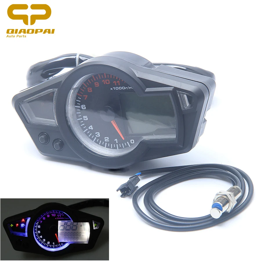 

Motorcycle Waterproof LCD Digital Speedometer 11000RPM DC 12V Tachometer Odometer Water Temperature Meter Backlight Turn Light