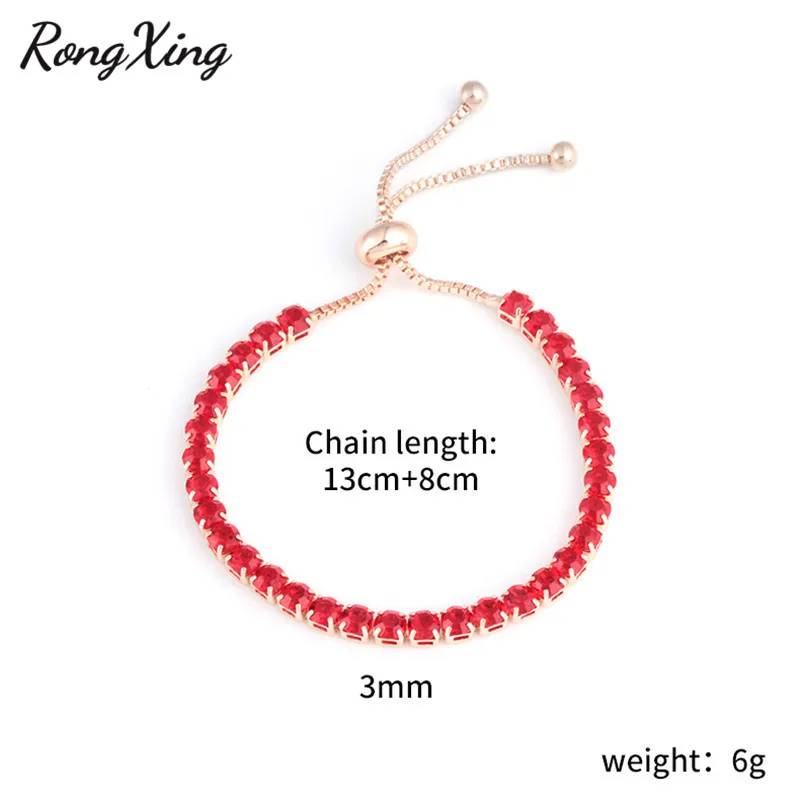 RongXing фиолетовые/красные кристаллы Кубический Цирконий Очаровательные браслеты