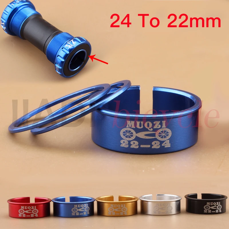 

MUQZI Mountain Bike Bicycle Bottom Brackets Conversion Set 24mm To 22mm Aluminum BB Axis Adjustable Sets Adapter Ring Washer
