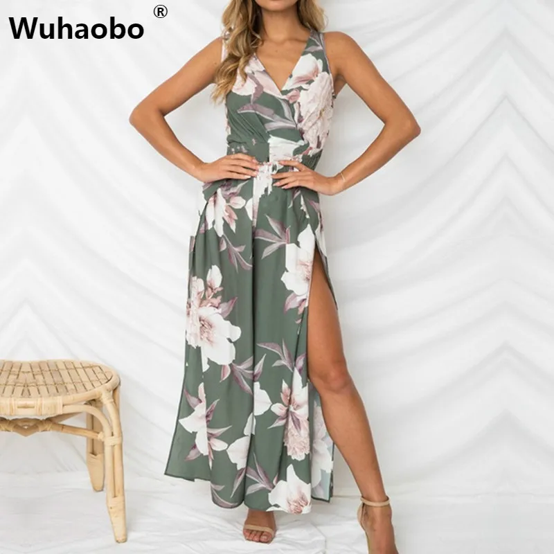 Sexy Floral Print Rompers Women Jumpsuits 2018 Summer Sexy Spaghetti Strap Tie Side Slit Wide Leg Pants Beach Playsuit Sexy Floral Print Rompers Women Jumpsuits 2018 Summer Sexy Spaghetti Strap Tie Side Slit Wide Leg Pants Beach Playsuit