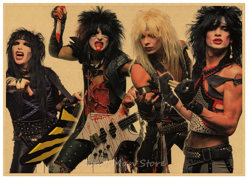 Motley Crue винтажная Ретро рок-группа музыкальная гитара матовая крафт-бумага античный плакат Настенная Наклейка домашний декор 42*30 см