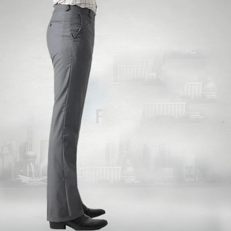 Spring new flared pants Men's casual pants British leisure kahki color hot feet trousers