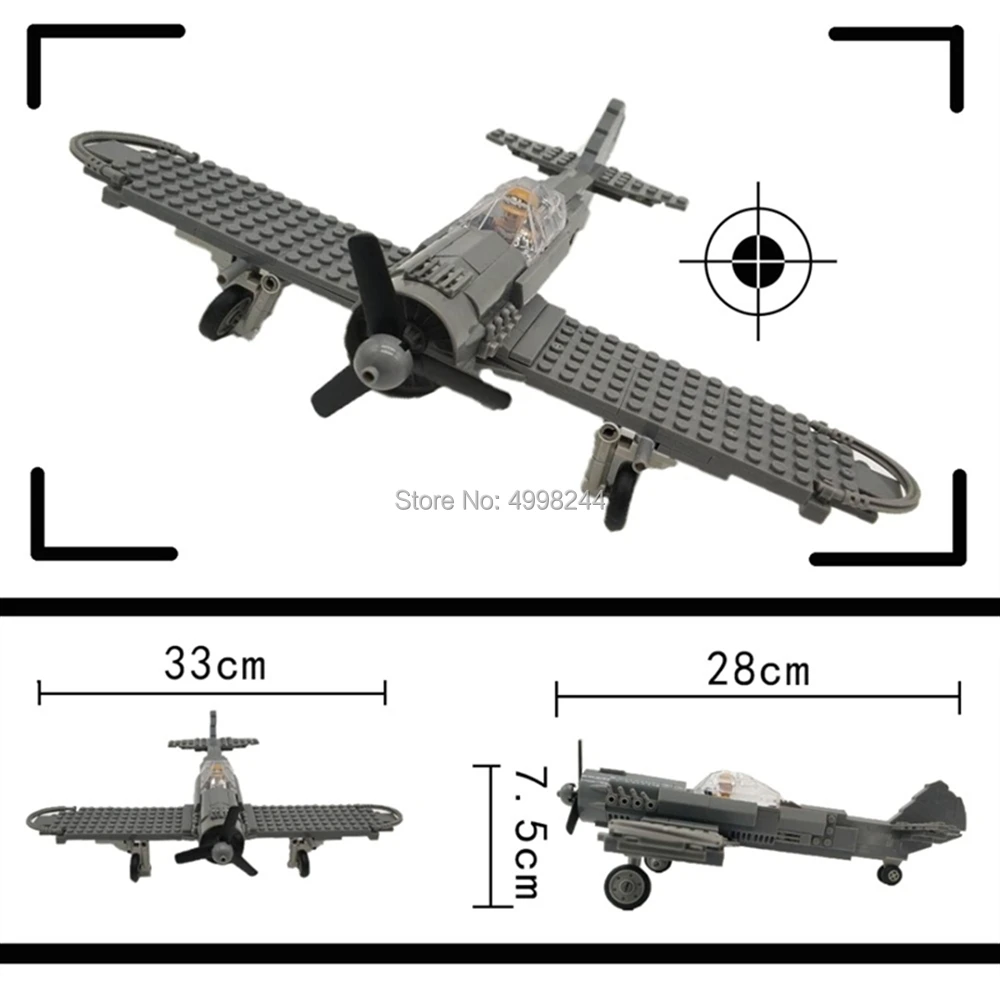 242 шт. военный солдатик самолет wulf 190 ww2 1 пилот строительные блоки кирпичи