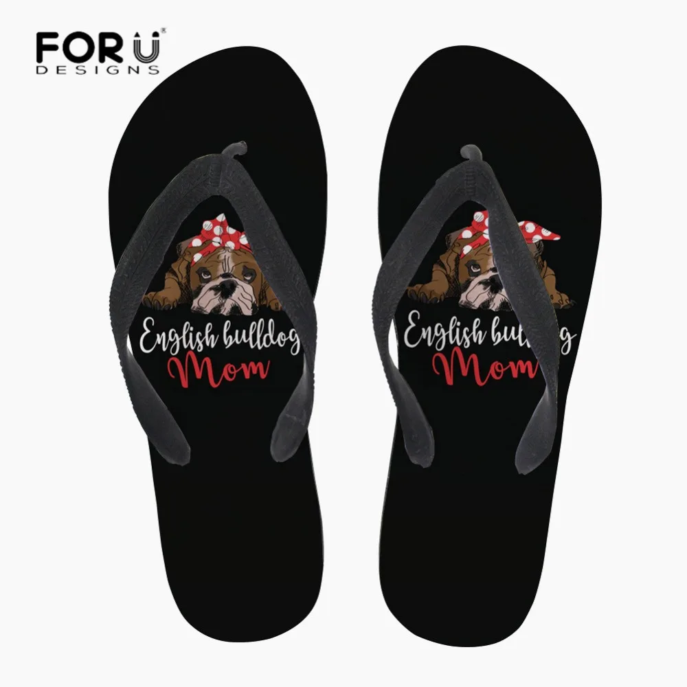 

FORUDESIGNS Women Flip Flops 2019 Fashion Flat Shoes Cute English Bulldog Ladies Soft Soles Home Bathroom Slippers Outside