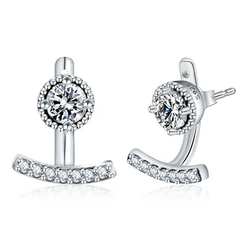 

925 Silver Fine Jewelry Crystal Earrings Jewelry Geometric Women Wedding Party Clothing Stud Earring Accessories Christmas Gifts
