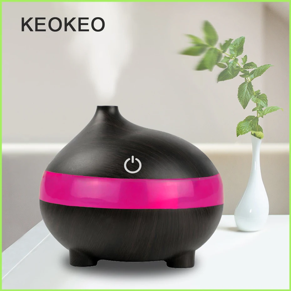 

KEOKEO Portable Air Humidifier 300ML USB Aroma Essential Oil Aromatherapy Diffuser Ultrasonic Humidifier Purifier 7 Color LED