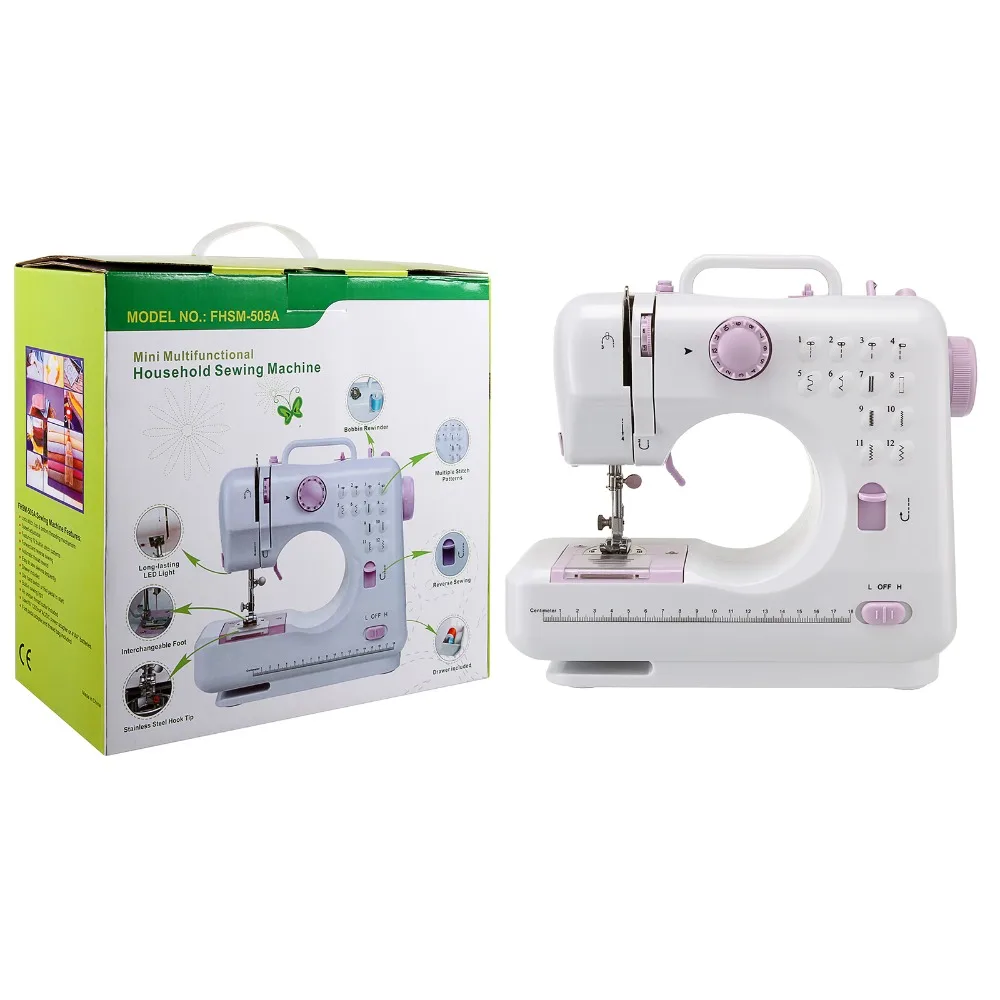 

Mini 12 Stitches Sewing Machine Household Multifunction Double Thread And Speed Free-Arm Crafting Mending Machine