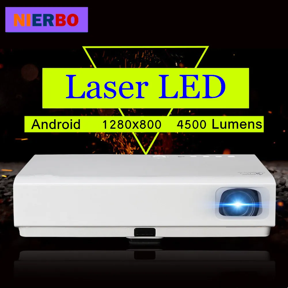 NIERBO HD Android Projector High Brightness 4500 Lumens 3D Portable Video Projector Home Theater School Business Beamer HDMI USB