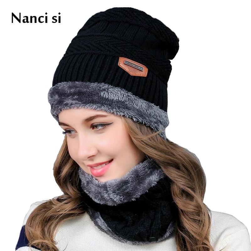 

Brand Nanci si Winter Wool Ski Knitted Hats Scarf Set Head Hooded Cap Beanie Mask Balaclava Earmuffs Head Caps For Men Women