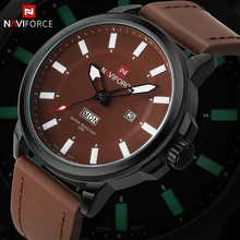 Mode Marque NAVIFORCE Sport Montres Hommes de Quartz Lumineux Mains Horloge En Cuir Militaire Montre-Bracelet Relogio Masculino Relojes