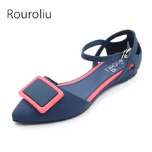 Rouroliu Women Sweet Fashion Pointed Toe Shallow Flats Sandals Jelly Rain Shoes Comfortable Non-Slip Beach Shoes Woman RB131 Rouroliu Women Sweet Fashion Pointed Toe Shallow Flats Sandals Jelly Rain Shoes Comfortable Non-Slip Beach Shoes Woman RB131