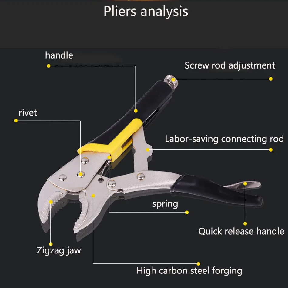 7 Inch 10 Inch Pliers Locking Pliers Adjustable Plier Set Clamp Locking Mole Vice Grips for Welder Long Nose Plier Welding Tools