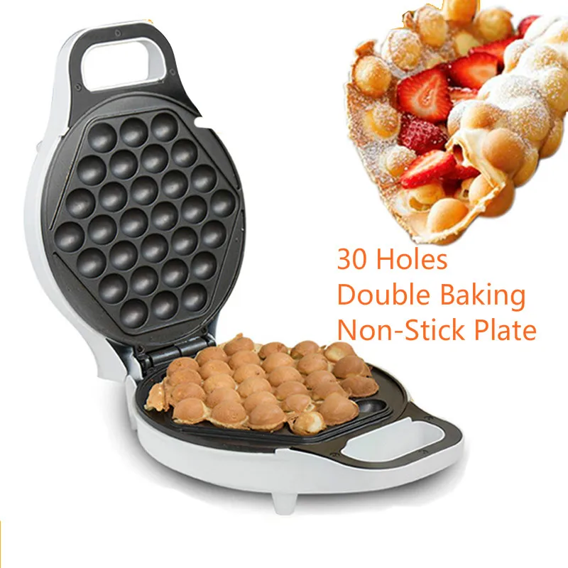 22,home Electric Egg Bubble Waffle Maker 30 Holes Double Baking Non