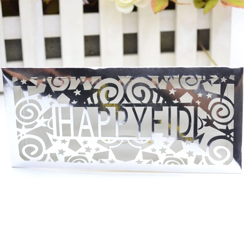 Золотые металлические конверты для денег Happy Eid laser cut|Подарочные сумки и упаковка|