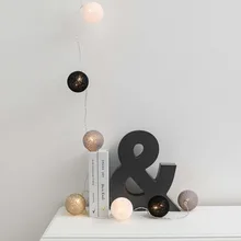 DIY светодиодный ватным тампоном гирлянды, цвет черный, серый, белый Батарея работает строки для спальни украшения для дома на Рождество