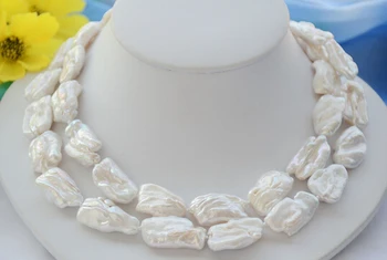

ddh001859 white BAROQUE KESHI dens REBORN PEARL NECKLACE 33inch