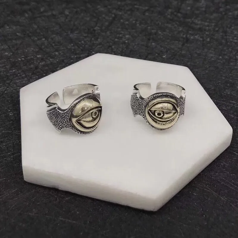 

Punk Eye Heavy Solid Silver 925 Chunky Rings For Men 100% Real 925 Sterling Silver Gothic Fashion Thai Silver Mens Jewelry