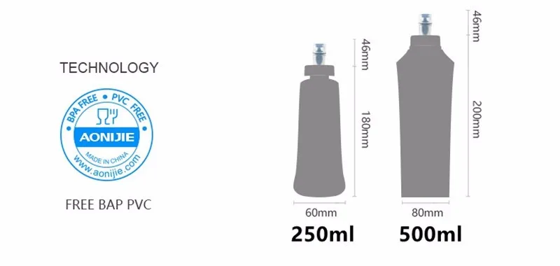 AONIJIE Складная Силиконовая бутылка для воды, чайник для путешествий, спорта, кемпинга, пеших прогулок, бега, марафона, мягкая сумка для воды