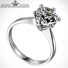 Jewellwang 18 k nivel seis ajuste del diente de la corona de oro de 0.5 quilates de color blanco J K G S I G D E Moissanites Anillos de Compromiso Para mujeres