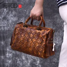 AETOO женская сумка-тоут через плечо, тканый кошелек, подушка для отдыха, винтажная натуральная кожа, с верхней ручкой, сумка через плечо