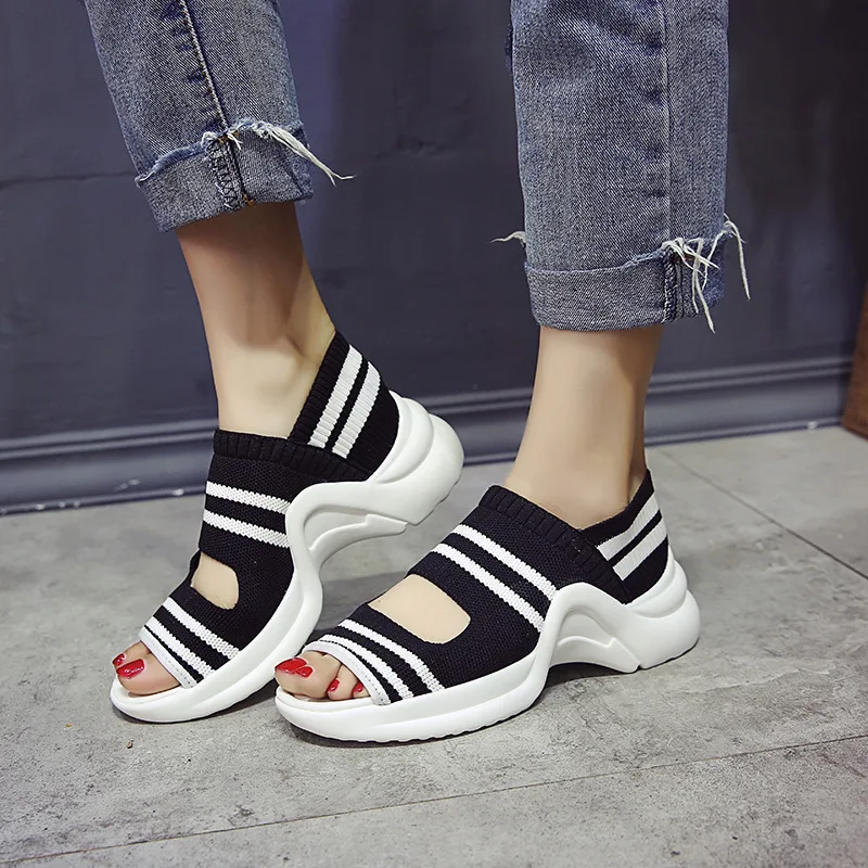 Women Sandals Fashion Elastic Band Summer Walking Shoes Women Platform Sandals Open Toe Women Beach Shoes